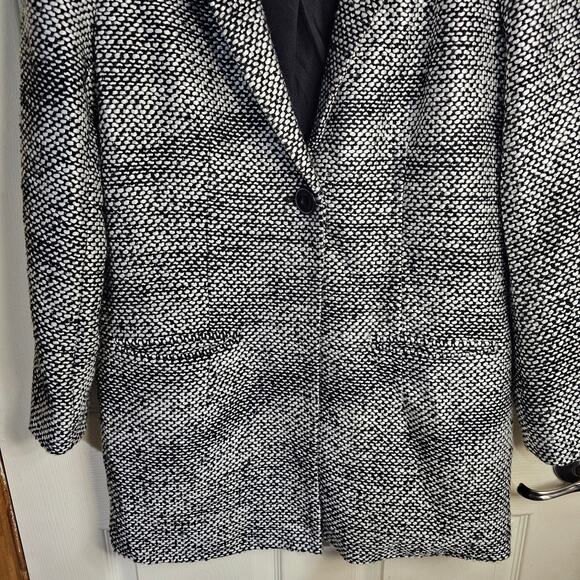 Old Navy Black & White Patterned Blazer-Style One-Button Women’s Coat Size M - Picture 4 of 7